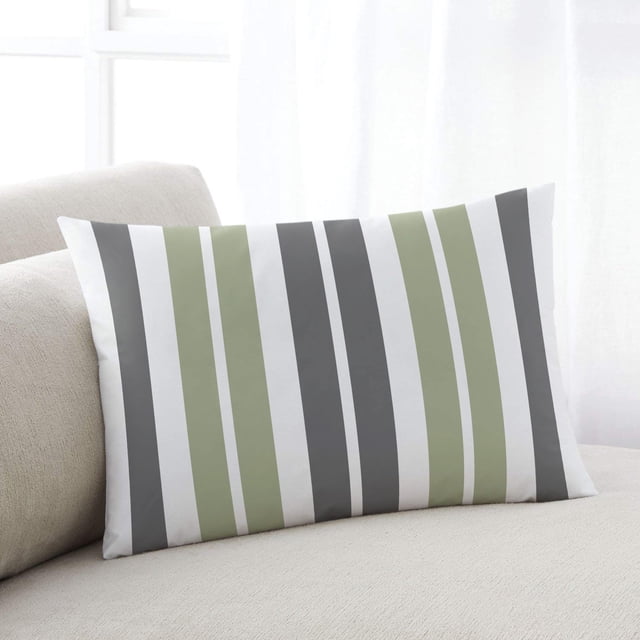 Stripe Gray Sage Green Throw Pillow Cover,Modern Minimalist Art