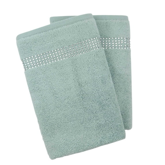 Sparkles Home Stripe Rhinestone Hand Towel (Set of 2) - Aqua