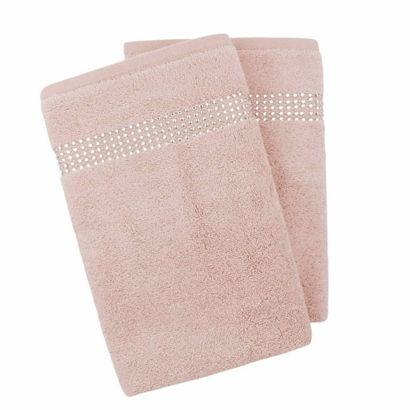 Sparkles Home  Stripe Rhinestone Hand Towel (Set of 2) - Pink
