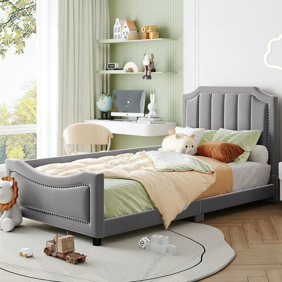 Stripe Headboard Twin Daybed In Gray - & Attractive Design Size With Modern Stable