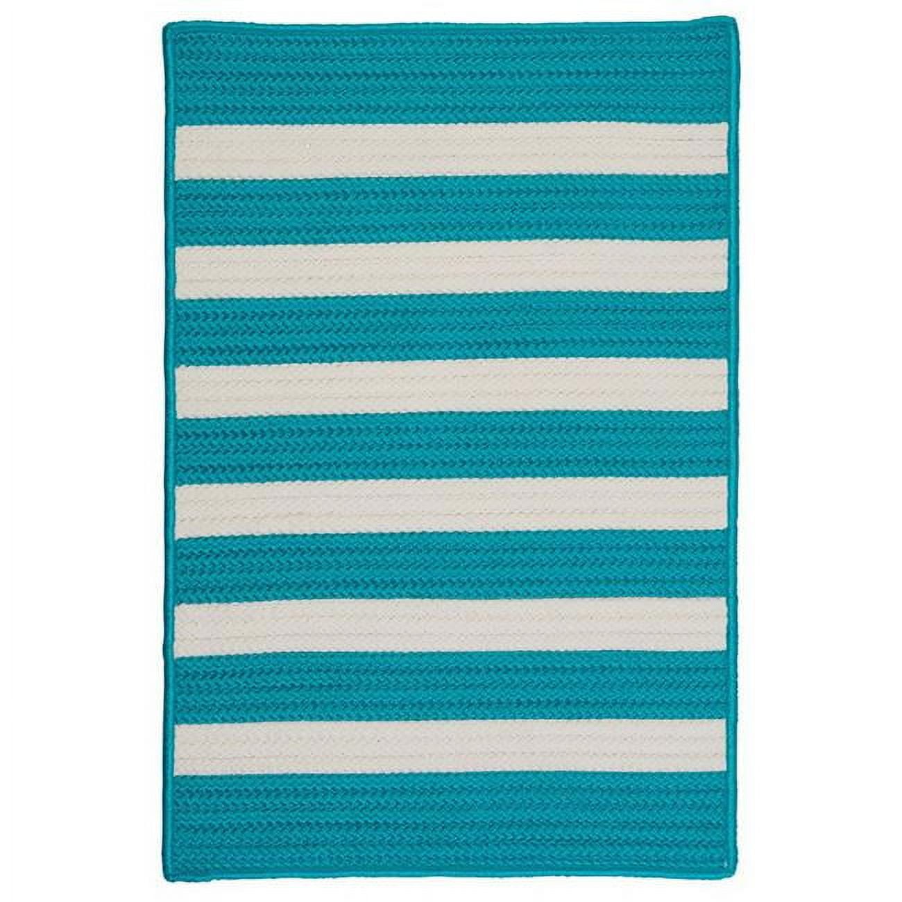 Turquoise Stripe Reversible Runner Synthetic Rug 2'x10'