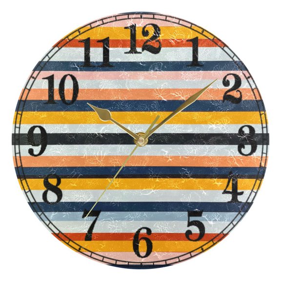 Stripe Line Silent Wall Clock 10" Non-Ticking Battery Clock