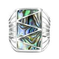 thumbnail image 1 of Stripe Line Zig-zag Abalone .925 Silver Ring-10, 1 of 6