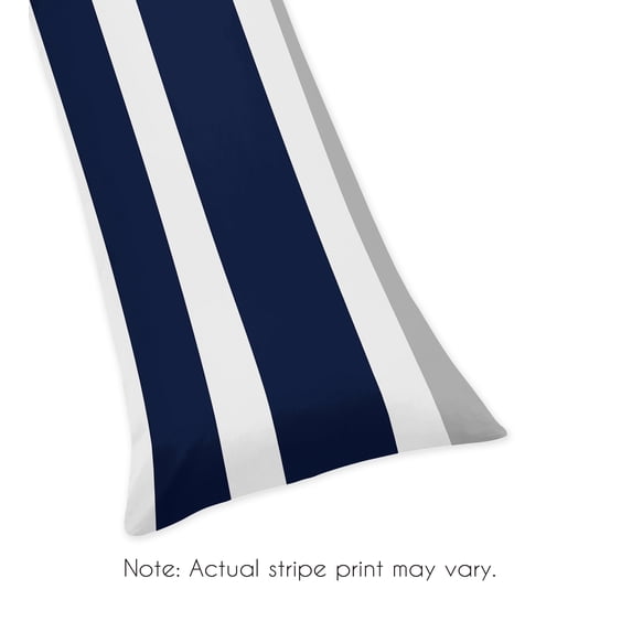Sweet Jojo Designs Stripe Blue and Grey Body Pillow Cover Case 54x20 (Pillow Not Included)