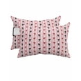 thumbnail image 1 of Stripe Outdoor Head Resting Pillows with Insert White Pink Stripe Black Bows Red Bow Vintage 2 Pack Waterproof Lumbar Pillows with Adjustable Elastic Strap for Patio Chaise Beach Chair, 12"x20", 1 of 1
