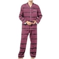thumbnail image 1 of Stripe Pajama Sets for Men with Pocket Two Piece Loungewear Outfits Casual Lightweight Pajamas Long Sleeve Shirts and Pants Sleepwear Set, 1 of 6