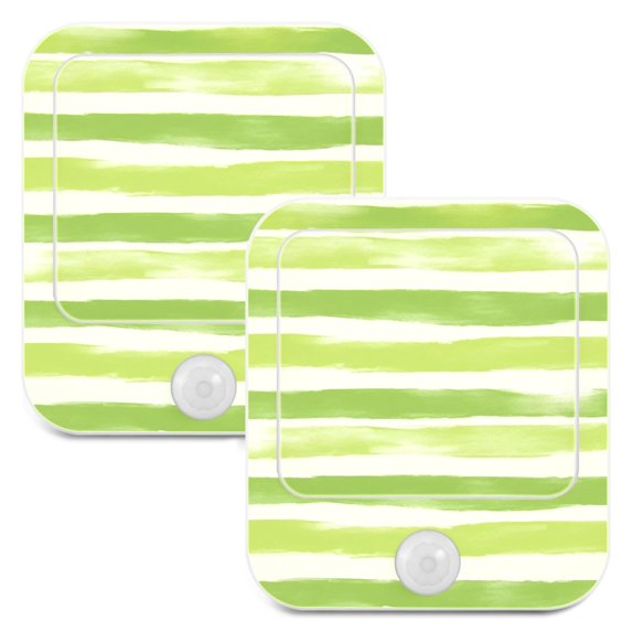 Stripe Pattern Night Lights Plug into Wall LED with Auto Light Sensor Warm Light for Kids Hallway Bedroom Living Room Kitchen Bathroom Set of 2