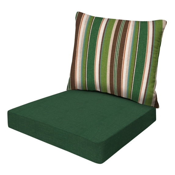 Stripe Pine Green Essentials Pillow Back Chair Cushion