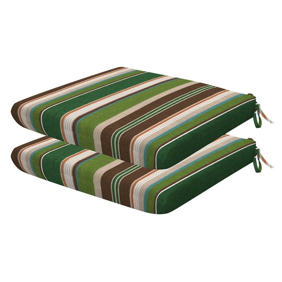 Stripe Pine Green Universal Seat Cushion (2-Pack)