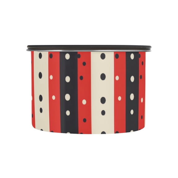 Stripe Polka Dots Airtight Coffee Bean Canister 17oz Food Storage Containers with Lids For Gournd, Tea, Sugar, Flour, Rice, Cereal, Candy Cookie Jar