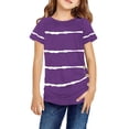 thumbnail image 1 of Stripe Print Kids Short Sleeve Summer O-Neck Button T-Shirt Children Tops, 1 of 2