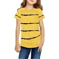 thumbnail image 1 of Stripe Print Kids Short Sleeve Summer O-Neck Button T-Shirt Children Tops, 1 of 2
