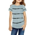thumbnail image 1 of Stripe Print Kids Short Sleeve Summer O-Neck Button T-Shirt Children Tops, 1 of 2