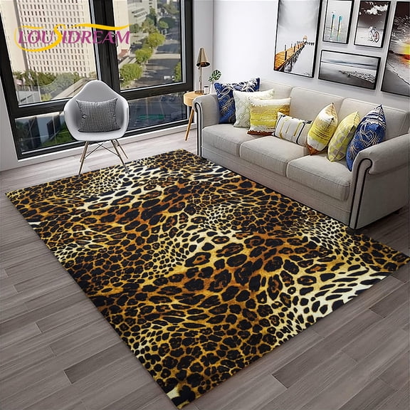 Stripe Print Wild Leopard Series Carpet Rug for Home Living Room Bedroom Sofa Doormat r kid Play Area Rug Non-slip Floor Mat