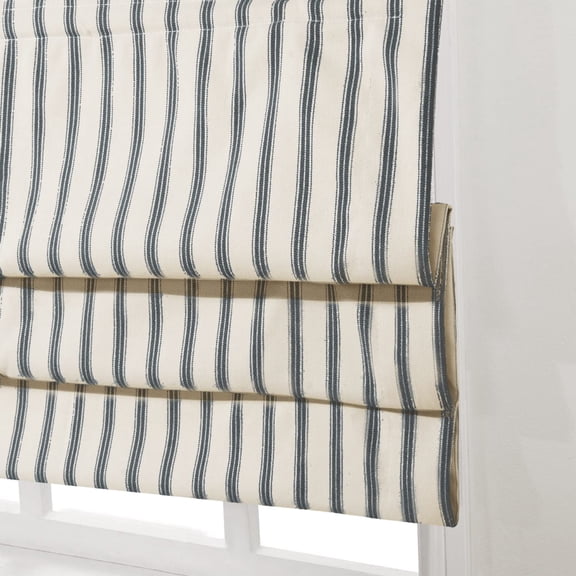 Stripe Roman Shades for Windows, Farmhouse Blackout Cordless Washable Fabric Roman Shades for Windows, Doors, Kitchen Windows outdoor curtains