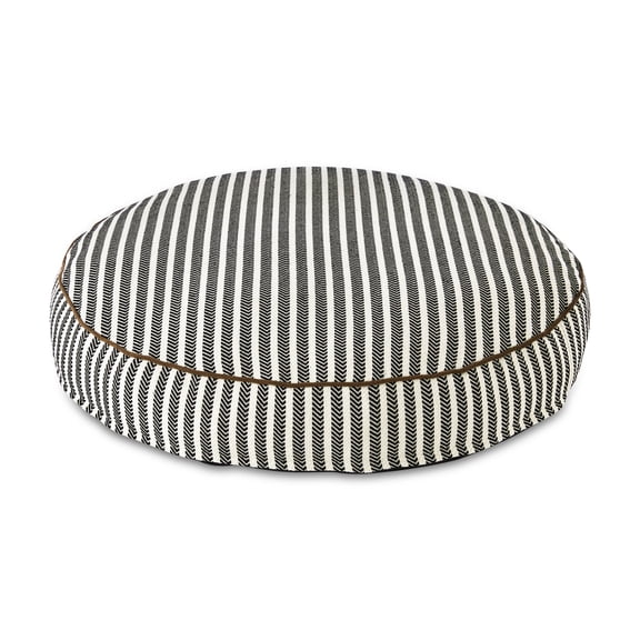 Vibrant Life Large Round Striped Dog Bed, Black and White, 36" x 36"