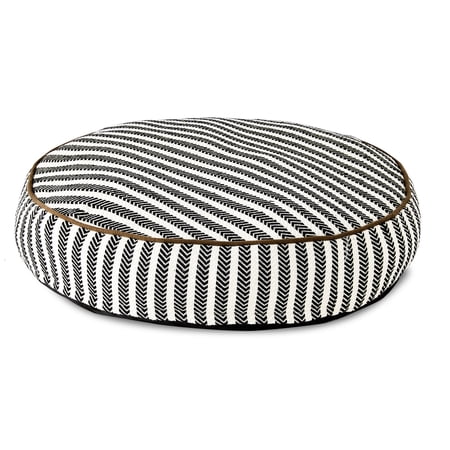 Vibrant Life Small Round Striped Dog Bed, Black and White, 24" x 24"