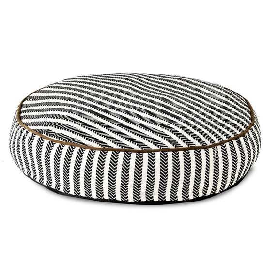 Vibrant Life Small Round Striped Dog Bed, Black and White, 24" x 24"