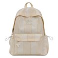thumbnail image 1 of Stripe School Backpack, Bowknot Embroidery Bag with Drawstring Side Pockets, Lightweight Breathable Bookbag for College Travel (Yellow), 1 of 6