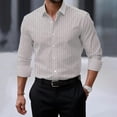 thumbnail image 1 of Stripe Shirts for Men Long Sleeve Button-Down Collared Tshirts Shirt Mens Business Casual Stripe Printed Stretchy Slim Lapel Office Work Tees Tops, 1 of 3