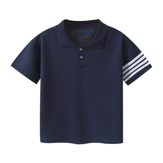 Stripe Short Sleeve Polo Shirt for Boys Girls Cute Perppy School Uniform Shirt Casual Solid Color Tees 1-12Y