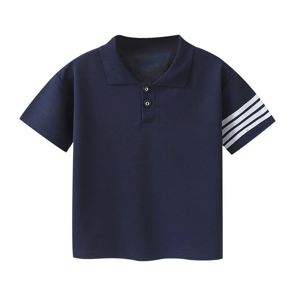 Stripe Short Sleeve Polo Shirt for Boys Girls Cute Perppy School Uniform Shirt Casual Solid Color Tees 1-12Y
