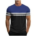 thumbnail image 1 of Stripe Short Sleeve T-Shirt for Men Fashion Casual Round Neck Pullover Tee Summer Breathable Sport Tops,XXL, 1 of 5
