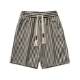 thumbnail image 1 of Stripe' Shorts for Men Drawstring Elastic Waist Casual Summer Shorts Loungewear Black,S, 1 of 5