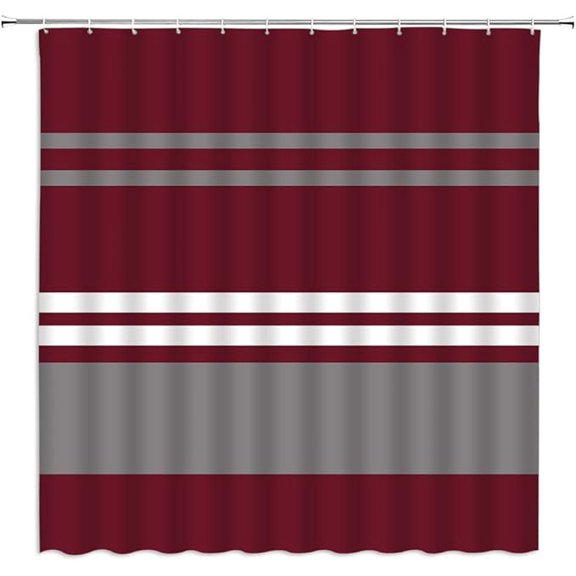 Stripe Shower Curtain Red Gray White Striped Vintage Line Geometry Modern Multi Color Fashion Aesthetics Minimalism Fabric Bathroom Curtains Decor Set With Hooks 72"W x 84"L (Pack of 1)