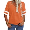 thumbnail image 1 of Stripe Sleeve Women Casual Loose T-Shirt, 1 of 3
