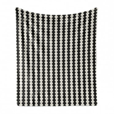 Stripe Soft Flannel Fleece Throw Blanket, Classy Retro Pattern of Repeating Ornament with Geometrical Elements, Cozy Plush for Indoor and Outdoor Use, 50" x 60", Eggshell Charcoal Grey, by Ambesonne