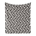 thumbnail image 1 of Stripe Soft Flannel Fleece Throw Blanket, Continuous Abstract Pattern with Wavy Lines Monochromatic Simplicity, Cozy Plush for Indoor and Outdoor Use, 50" x 70", Ivory and Charcoal Grey, by Ambesonne, 1 of 6