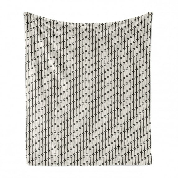 Stripe Soft Flannel Fleece Throw Blanket, Continuous Pattern with Abstract Grungy Geometric Shapes on Lines, Cozy Plush for Indoor and Outdoor Use, 50" x 70", Eggshell Charcoal Grey, by Ambesonne