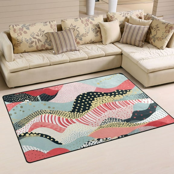 Stripe Stitch Pattern Boho Area Rug Washable Floor Carpet Mat 60 x 39 inch for Bedroom Living Room Kids Room Home Decor