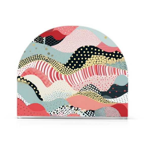 Stripe Stitch Pattern Boho Napkin Holder for Table Clear Napkin Stand Paper Holder Acrylic Organizer Dispenser Napkins for Dinner Kitchen Restaurant Room