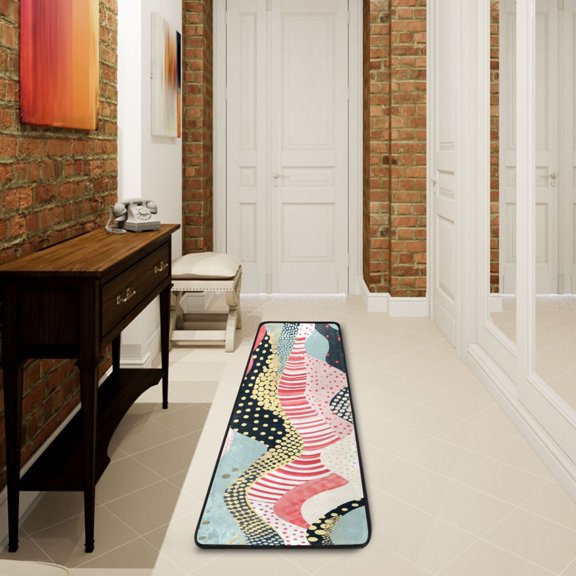 Stripe Stitch Pattern Boho Runner Rug Ares Rug Non-Slip Laundry Rug 7224 inch Soft Washable for Bedroom Bathroom Kitchen Living Room