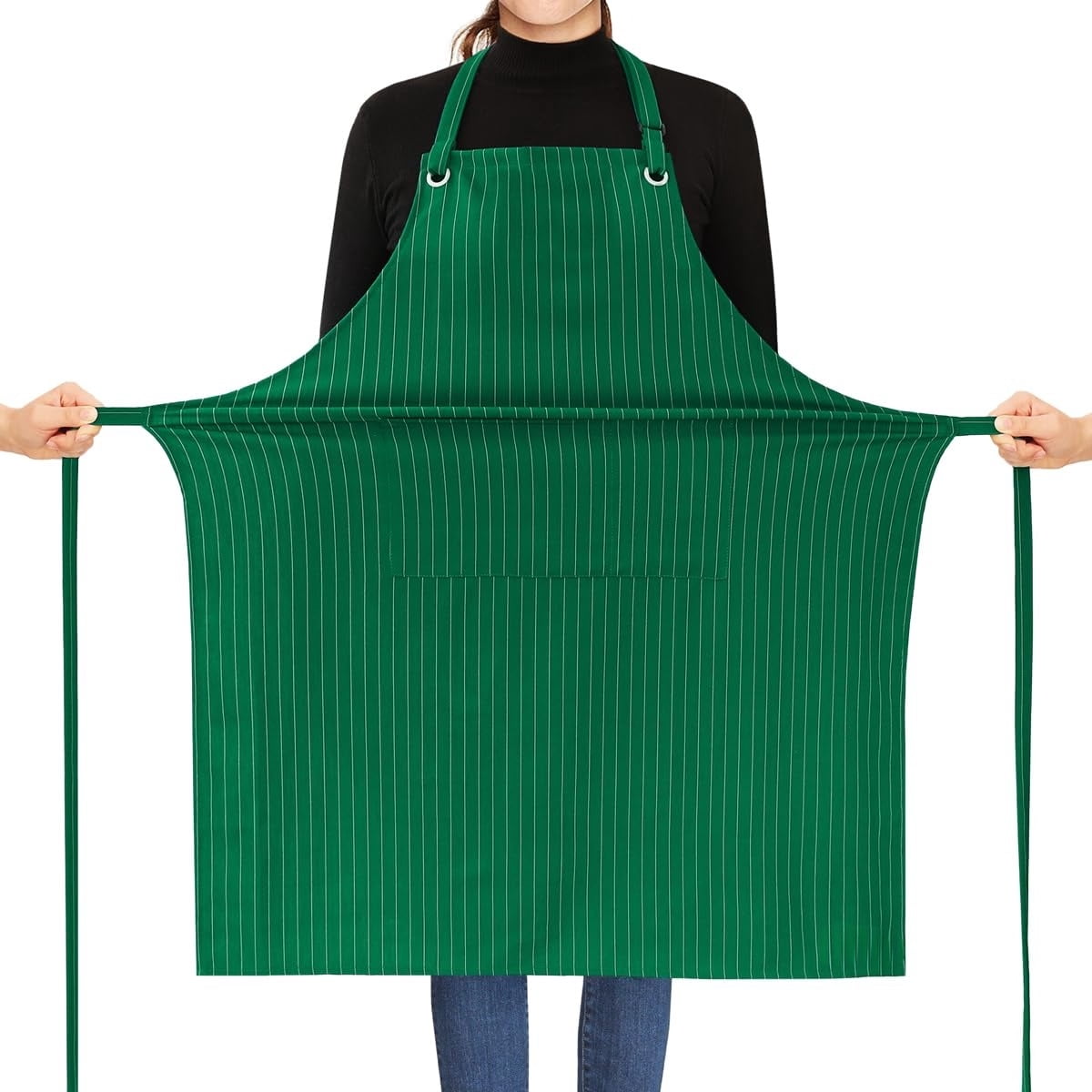 Stripe Stretch Apron for Men Women Chef Big and Tall Large Striped Aprons with Pockets for Kitchen Cooking Waterproof