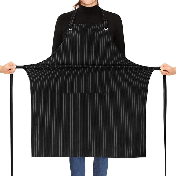 Stripe Stretch Apron for Men Women Chef Big and Tall Large Striped Aprons with Pockets for Kitchen Cooking Waterproof