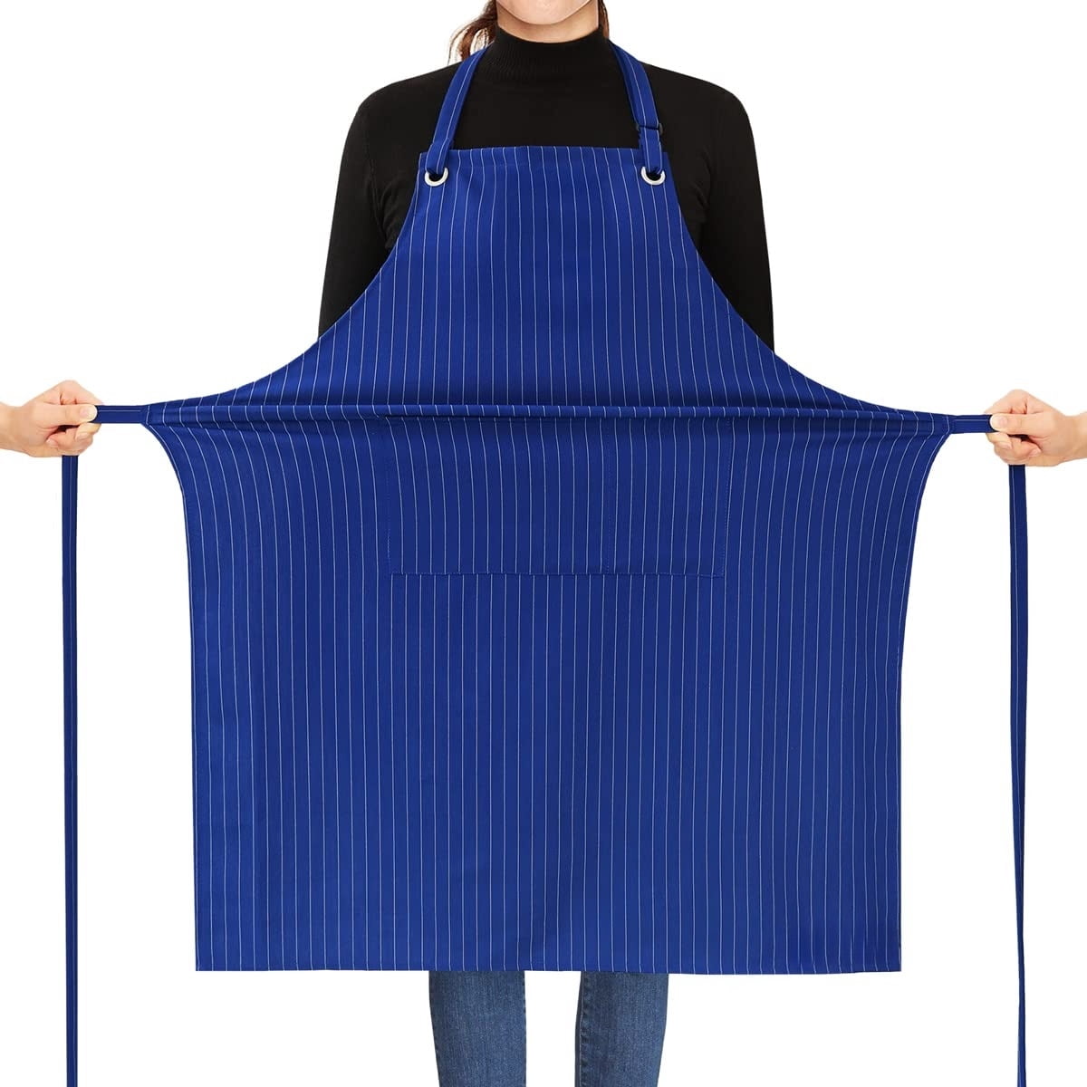 Stripe Stretch Apron for Men Women Chef Big and Tall Large Striped Aprons with Pockets for Kitchen Cooking Waterproof