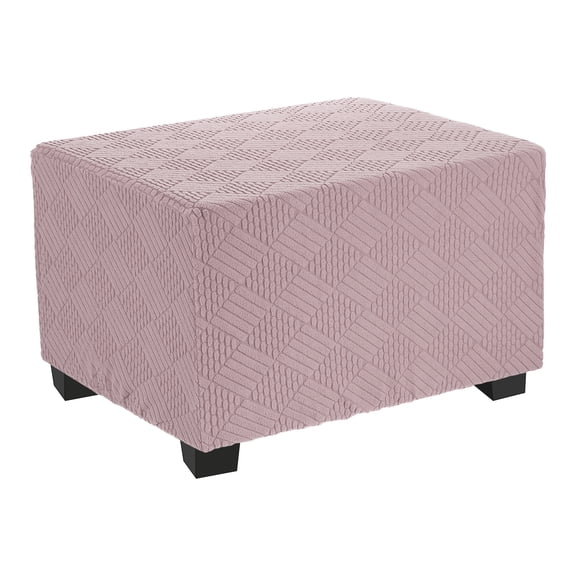 Stripe Stretch Foot Stool Cover Square Fit Length 23"-27", Medium, Light Pink