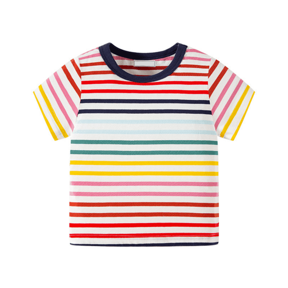 Stripe T-Shirt for Kids Boys Girls Unisex Short Sleeve Top Colorful Cute Toddler Baby Summer Shirt