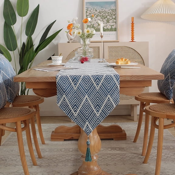 Stripe Tassels Table Runners, Dinner Table Centerpiece for Bohemian Wedding Bridal Shower Rustic Farmhouse Home Decor