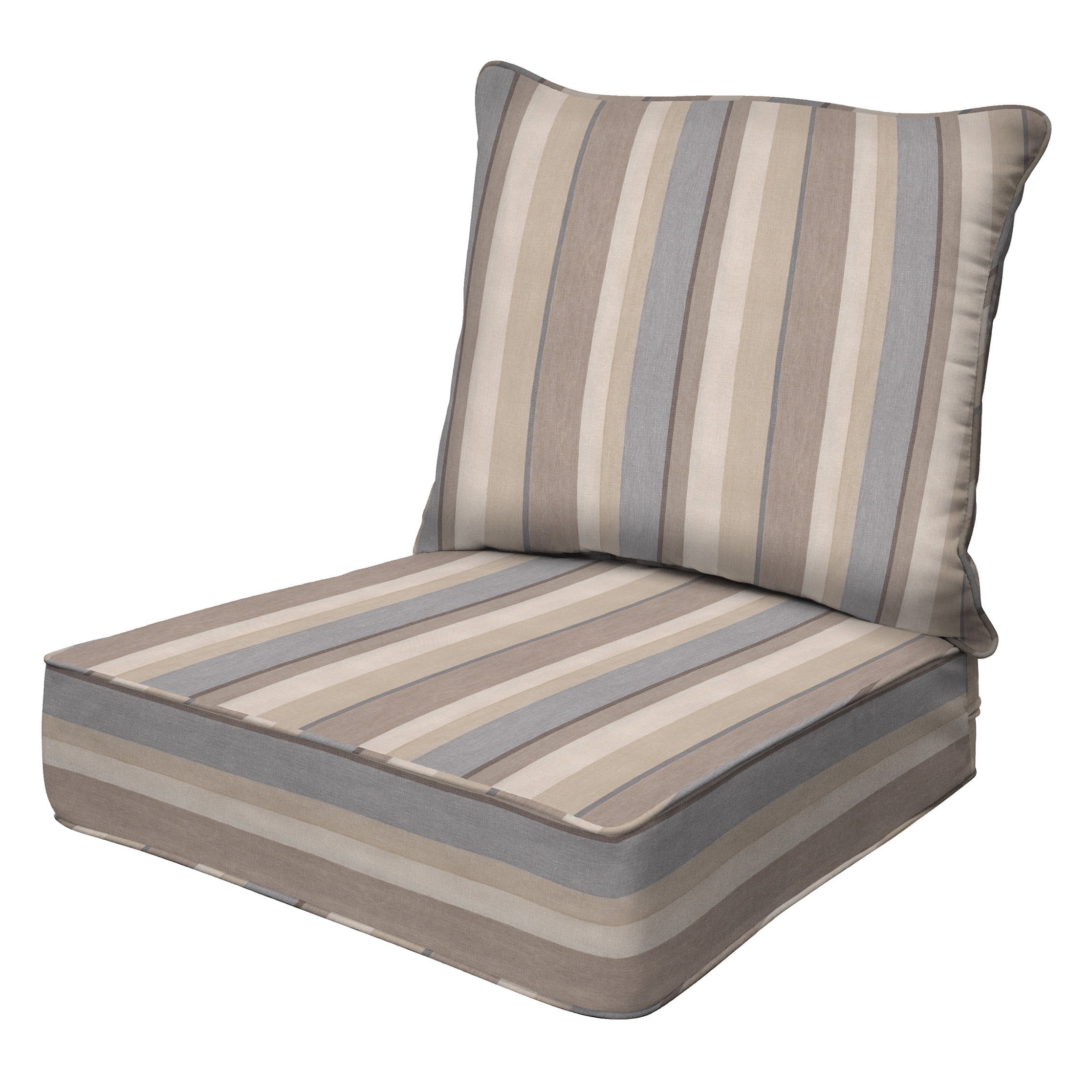 Taupe and Gray Stripe Deep Seating Outdoor Cushion Set