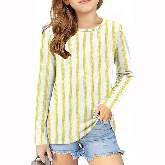 Stripe Tops for Teens Girls Long Sleeve Crewneck Shirts Size 3-14 Toddlers Boys Trendy Pullover Comfort Basic Loungewear Going Out Sweatshirts Top