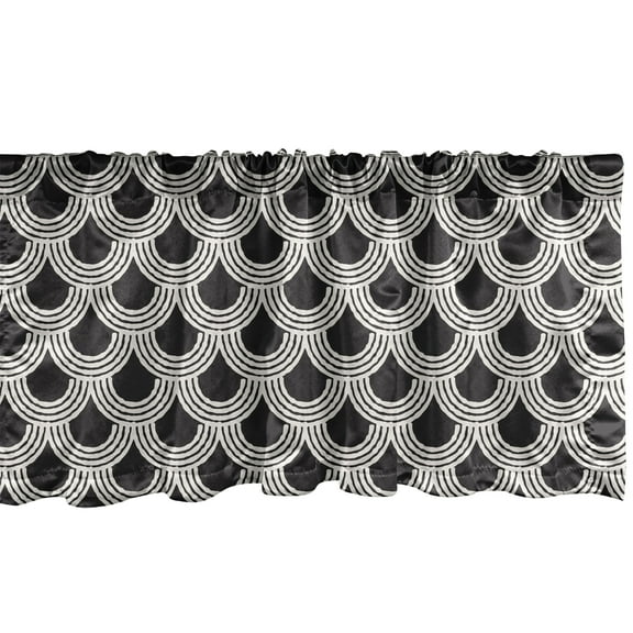 Ambesonne Stripe Valance Pack of 2, Retro Overlap Nested Circles, 54"X18", Charcoal Grey Eggshell