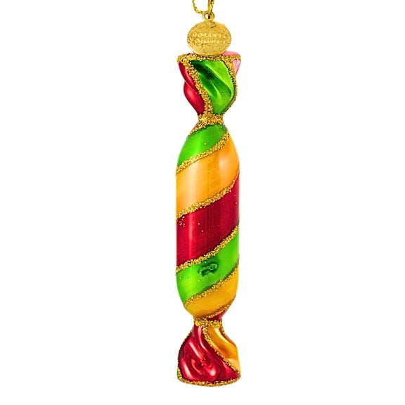 Stripe Wrapped Candy - 1 Ornament 4.5 Inch, Glass - Sweets Ornament Christmas 14149.14216 GOLD