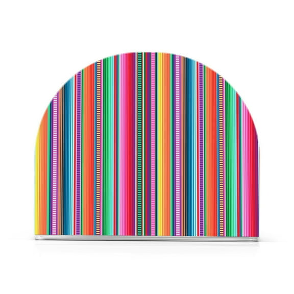 Stripe with Mexican Color Acrylic Napkin Holder Tissue Paper Clear Tabletop Dispenser Dining Room Bathroom Party Hotel