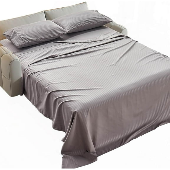 Striped 36x72 Sofa Bed Sheets Twin Size for Sleeper Sofa Bed 36x72 Soft Double Brushed 1800 Microfiber 3 Pcs Include 1 Fitted Sheet 1 Flat Sheet 1 Pillowcase Grey