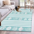 thumbnail image 1 of Striped 3x5 Area Rugs for Living Room, Ocean Turquoise Starfish Shell Jellyfish Coral Non Slip Floor Mat Washable Low-Profile Indoor Carpet for Bedroom, Dining Room, Bathroom, 1 of 9