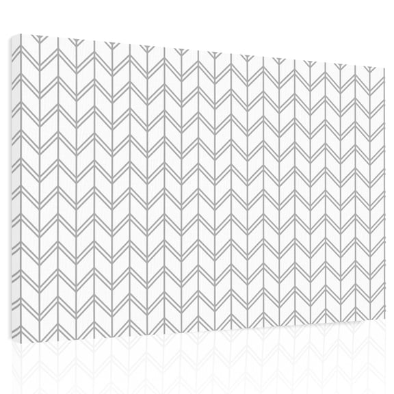 Striped Abstract Canvas Print Wall Art, Chevron Pattern Gray Line Simplicity Wall Decor Modern Artwork Paintings Pictures for Living Room Framed and Stretched Ready to Hang, 12" x 16"